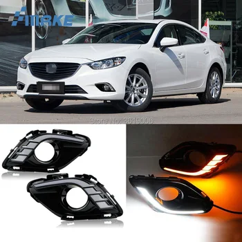 

smRKE For Mazda ATENZA 13-16 LED DRL Daytime Running Lights Drive White + Yellow Turning Signal
