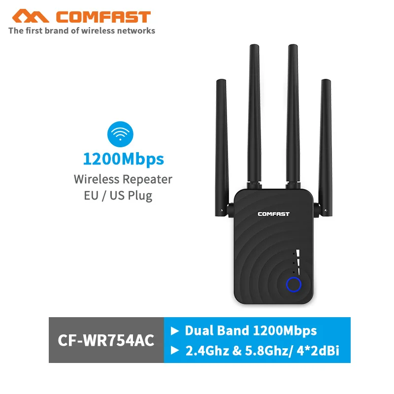 Подарок 1200 Мбит/с 2,4G& 5G беспроводной Wi-Fi ретранслятор для AP/маршрутизатора 802.11ac удлинитель сетевого кабеля Booster сетевые роутеры с 4 антеннами