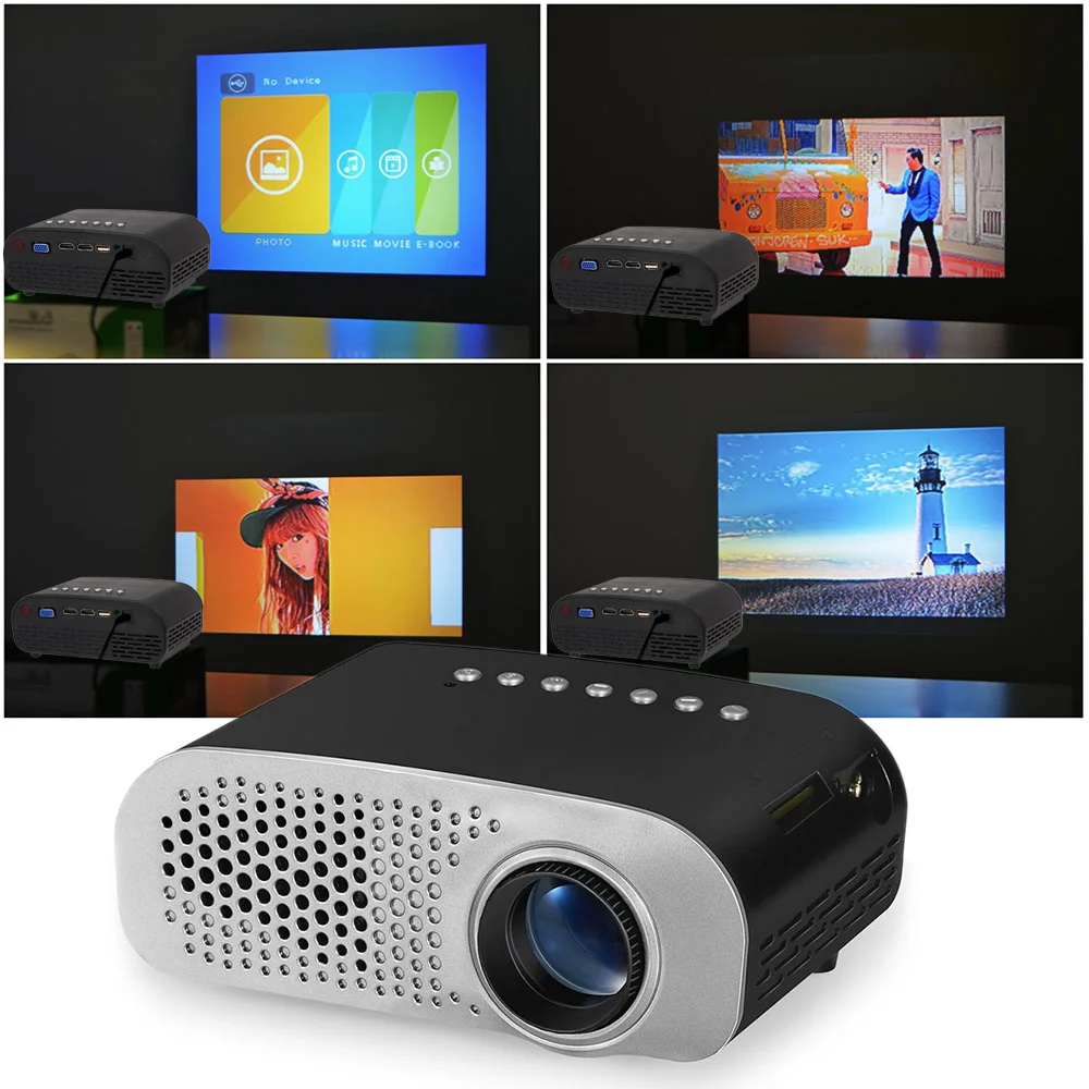 Портативный мини видеопроектор GP802A HD светодиодный проектор со встроенным