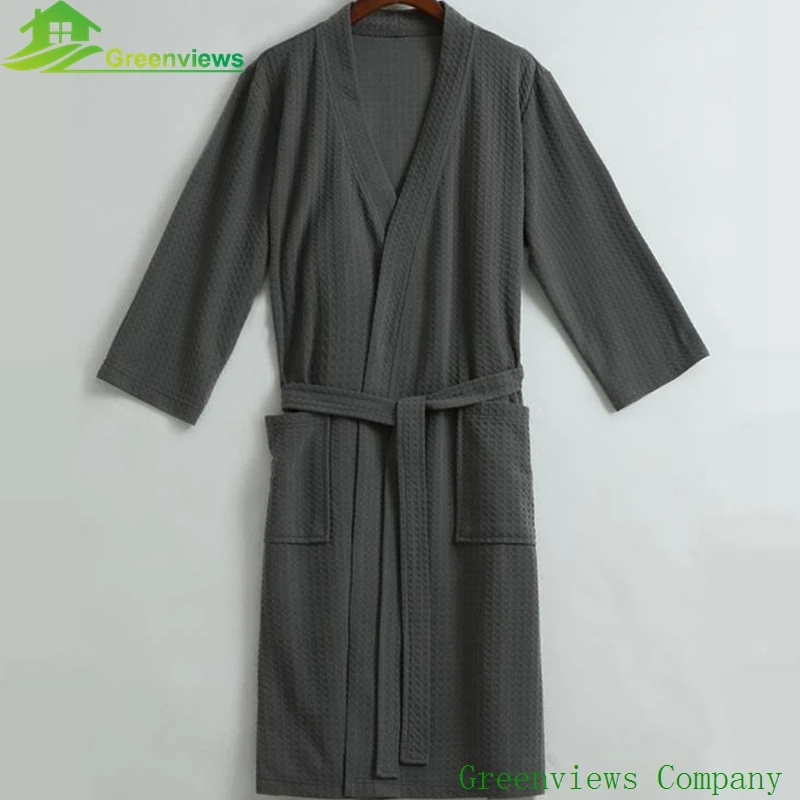 (1PCS/Lot) Waffle bathrobe Unisex Women's bathrobe 100cotton Dressing