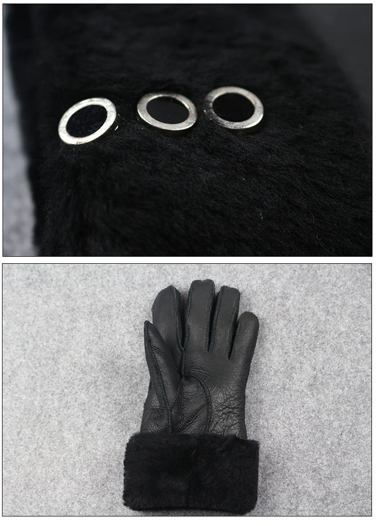 Для мужчин из натуральной кожи перчатки Мода Зима полный палец кашемировые перчатки Для женщин Обувь на теплом меху открытый для верховой