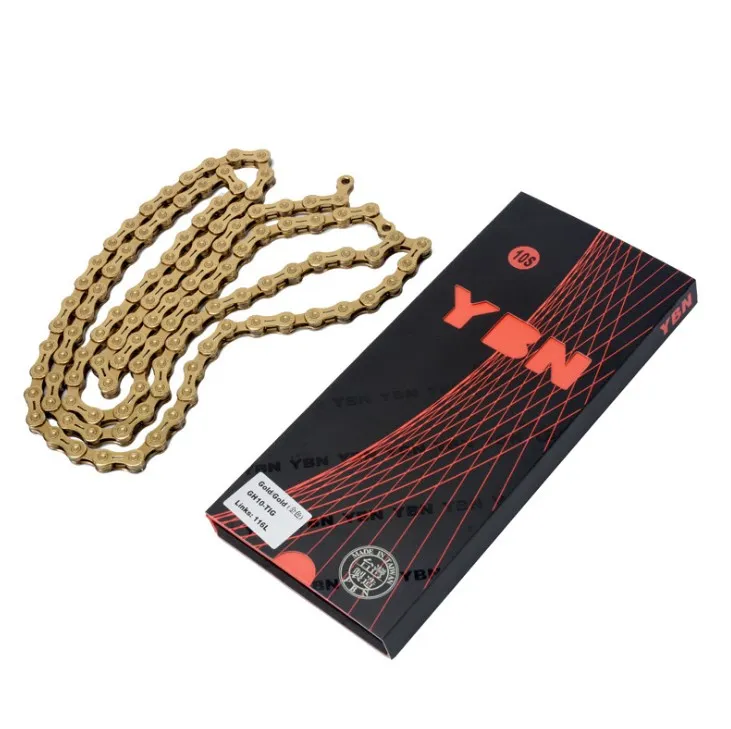 Best 2019 Hot YBN bicycle chain gold half hollow MTB bike chains 10 / 11 speed 116 link 279g ultralight mountain road bike Parts 2