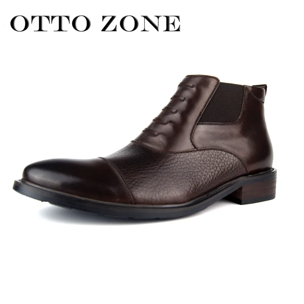 OTTO ZONE Men's Chelsea Martin Boots Handmade Genuine Leather Ankle