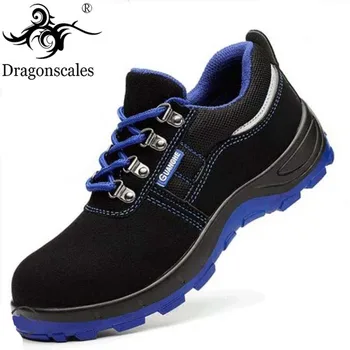 

Shoes Men's Work Boots Spring Breathable Steel Toe Cap Pierced Leather Suede Safety Shoes Warm Breathable