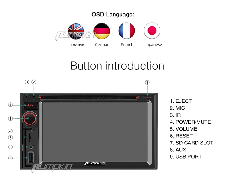 Best Pumpkin 2 Din 6.2" Touchscreen WINCE OS Car Radio DVD Player Support MP4 MP5 HD 1080P Video Audio FM/AM RDS Radio Player 4