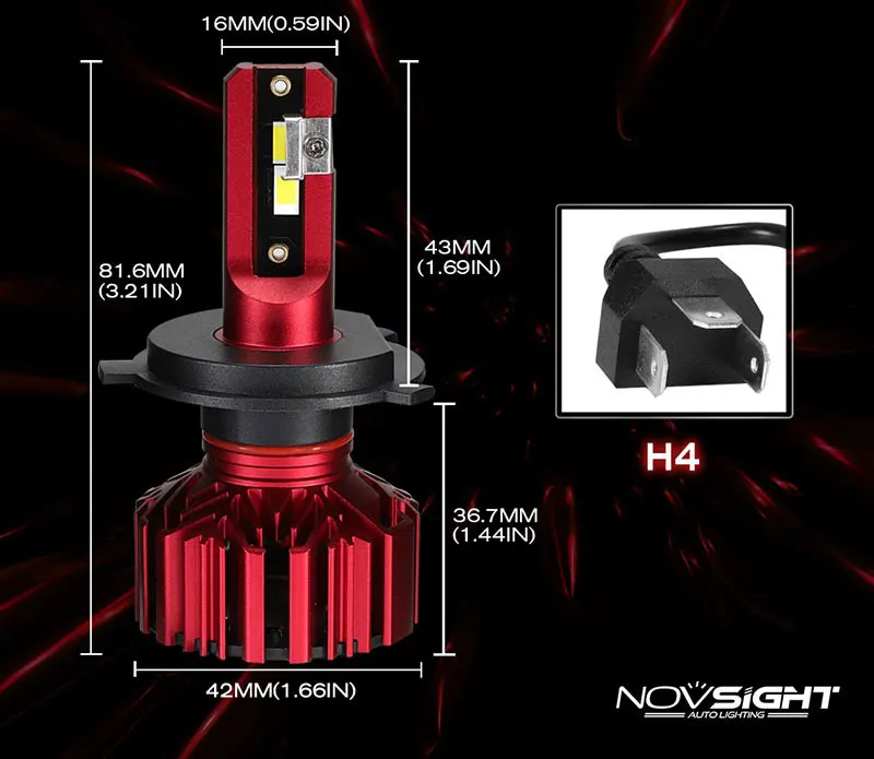 NOVSIGHT 2 предмета светодио дный лампы фар H1 H4 HB2 H7 H11 H3 9005 HB3 9006 HB4 дальнего 6000 К белый 10000LM IP68 туман свет для автомобилей