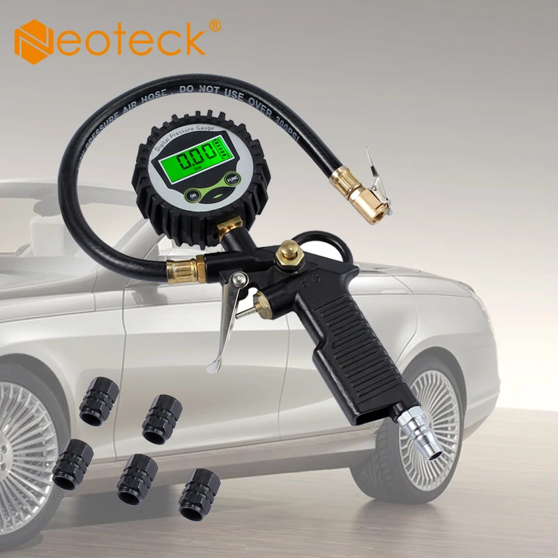 Digital Tire Pressure Gauge Tire Inflator Gauge 200 PSI with 5 Black