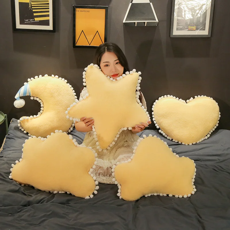 Lucky Boy Sunday Cloud Moon Star Crown Plush Pillow Soft Cushion Kids Pillow Sofa Home Decor Birthday Gift