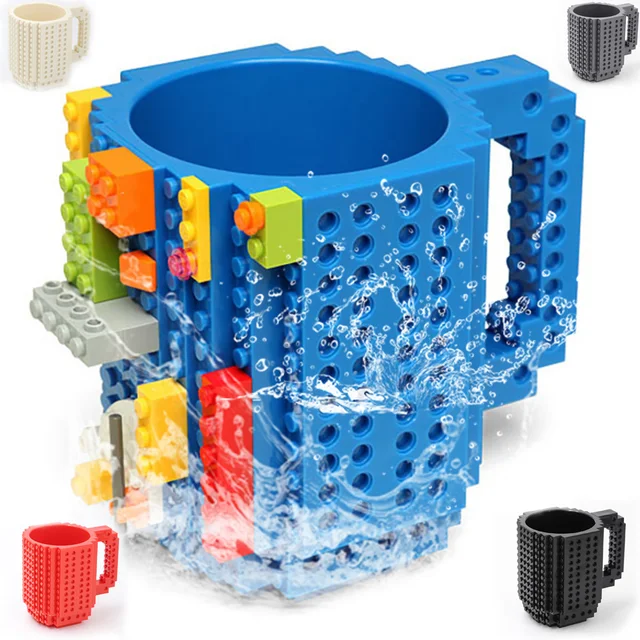 Best Offers WTCABROE 350ml Assembled Mug Build-On Brick Type Building Blocks Coffee Cup Creative Drinkware DIY Block Puzzle Birthday HD Mugs