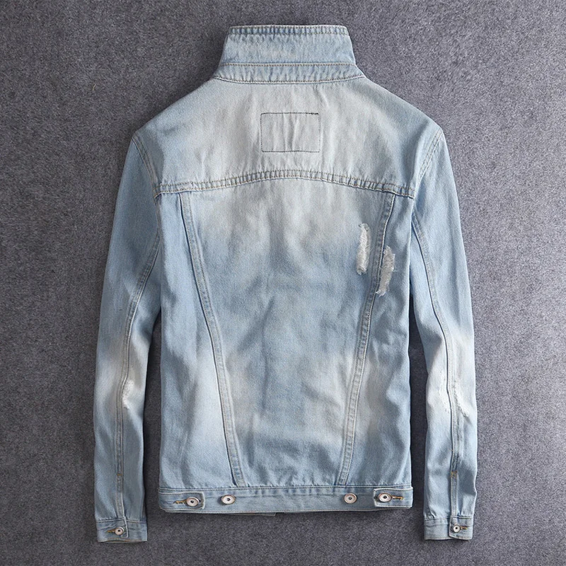 Japanese Style Classical Men Jacket Light Blue Retro Wash Simple Denim Jacket Men Cotton Coats Fashion Streetwear Hip Hop Jacket Japanese Style Classical Men Jacket Light Blue Retro Wash Simple Denim Jacket Men Cotton Coats Fashion Streetwear Hip Hop Jacket