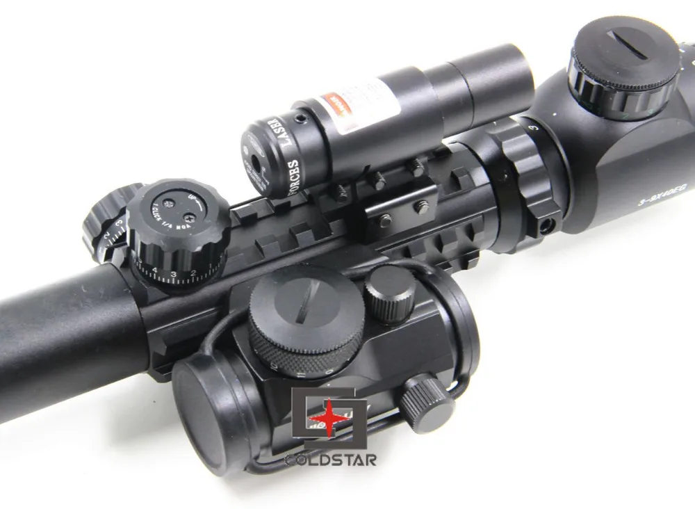 

1set AirSoft Hunting Compact Combo 3-9x40EG Rifle Scope w/ Laser & 1x24 Illuminated T-1 Red Green Dot Scope