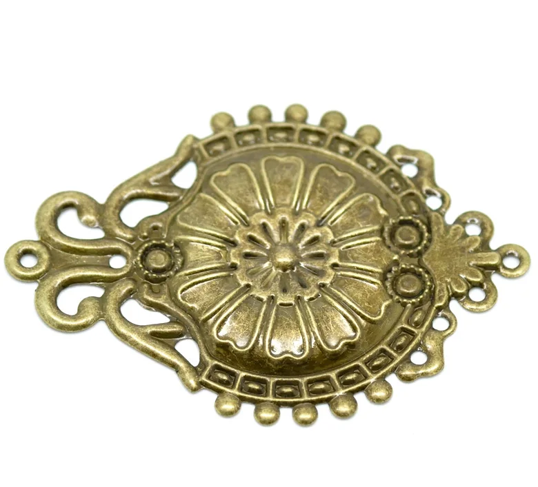

DoreenBeads Alloy Connectors Findings Flower Antique Bronze Pattern Pattern Color Plated 6.6cm(2 5/8") x 4.6cm(1 6/8"), 5 PCs