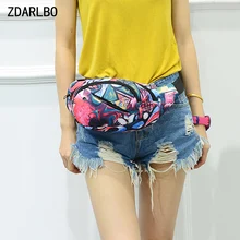 ZDARLBO Женская поясная сумка для улицы, водонепроницаемая, холщовая, поясная сумка, модная Женская поясная сумка с цветами, смешанные цвета, поясная сумка для отдыха
