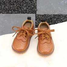 Snoffy/детская повседневная обувь из натуральной кожи; броги в британском стиле для девочек и мальчиков; кожаная обувь из воловьей кожи; Весенняя детская плоская школьная обувь; TX389