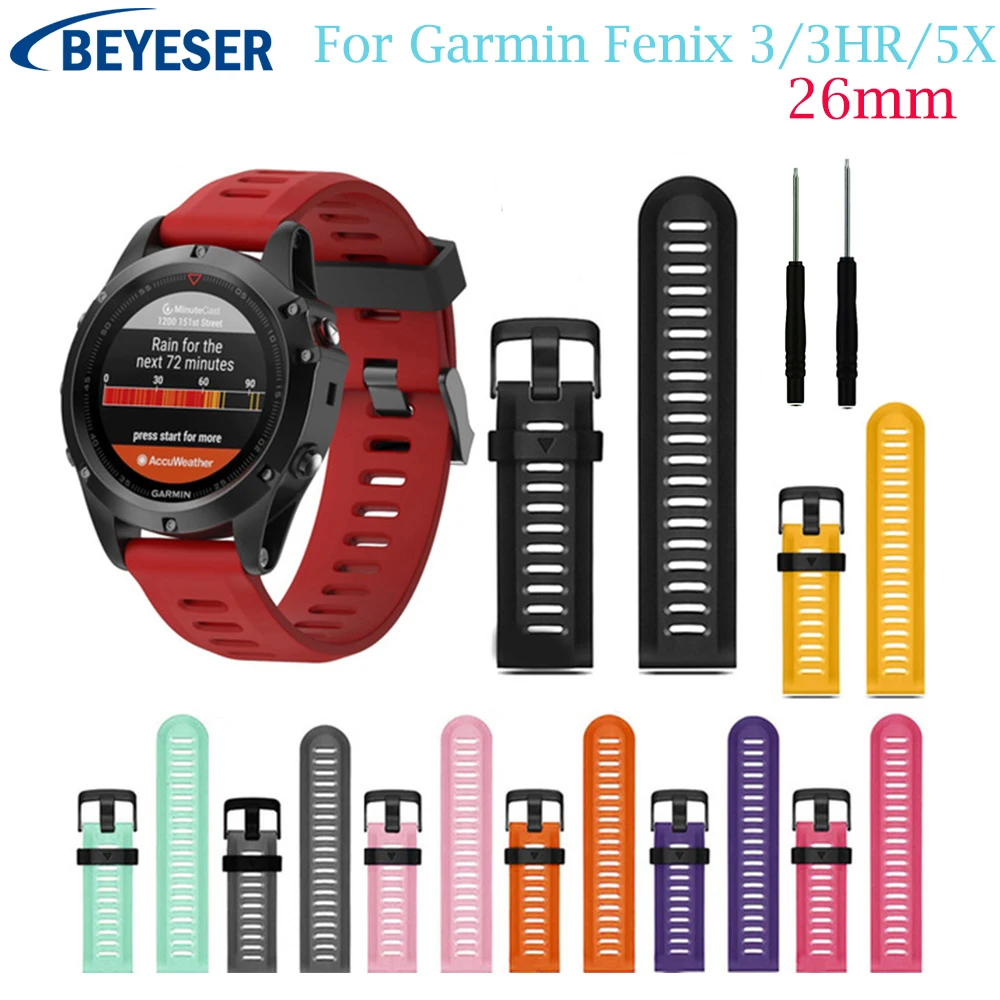 

26mm Outdoor Sport Silicone Watch Strap for Garmin Fenix 3HR/3 Watchband For Garmin Fenix 3 HR/ Fenix 5X Replacement Watch Band