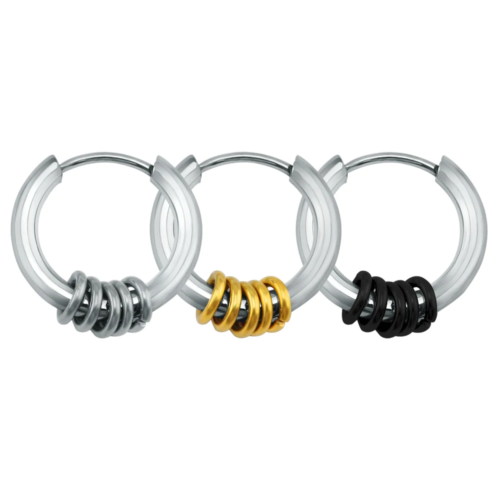 

Trendy Round Hoop Earrings for Man Women Medical Stainless Steel Gold Black Hoop Earrings Smooth New Round Fashion Jewelry