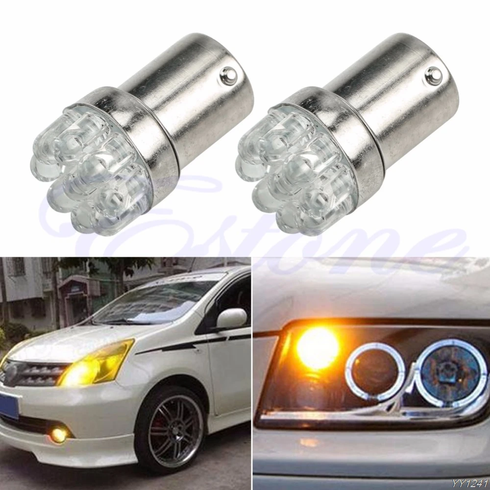 

1 pcs Yellow/Amber 1156 Ba15s 382 9 LED P21W Tail Brake Bulb Lamp Light