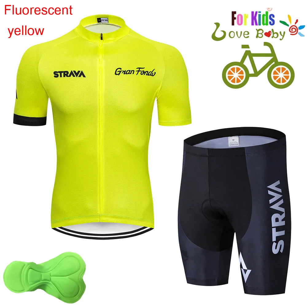 

2018 STRAVA Child Bike Boys Clothing Cycling Shirt Set Breathable Quick Dry Children Adorable Cycling Clothing Suit