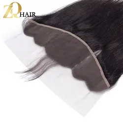 ZQ волос предварительно Цветной Кружева Фронтальная застежка 13X4 с ребенком волос перуанский прямо 100% натуральные волосы уха до уха-Волосы