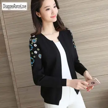 

Knit female Cardigan New 2019 Autumn Fashion Short Sweater Woman With Small Shawl Embroidered Cardigan Sweater Coat