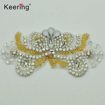 

Pretty gold rose applique for wedding dress and headband. WRA-957