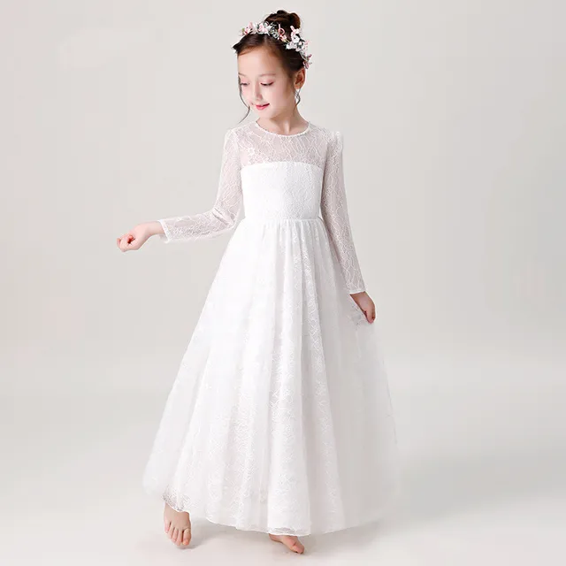 white long sleeve flower girl dresses
