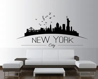 new york skyline wall sticker bedroom lounge wall art decal