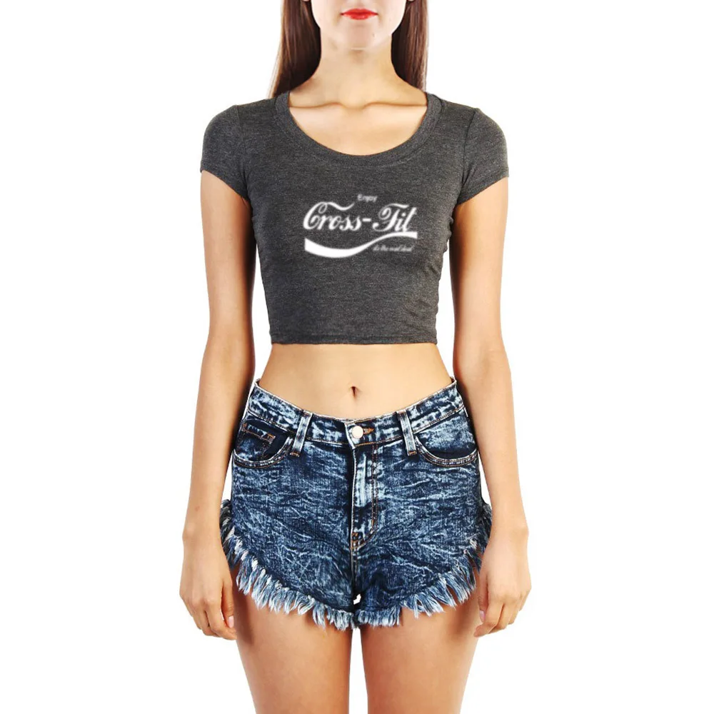 

Womens Enjoy Crossfit It's the Real Deal Fitness Workout Casual Crop Tops