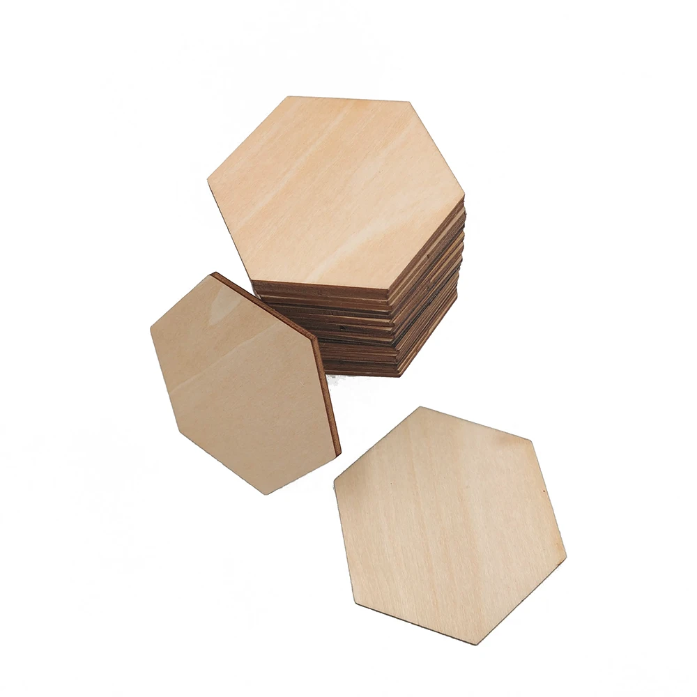 25pcs Hexagon MDF Unfinished Wood Pieces For DIY Craft Art - AliExpress