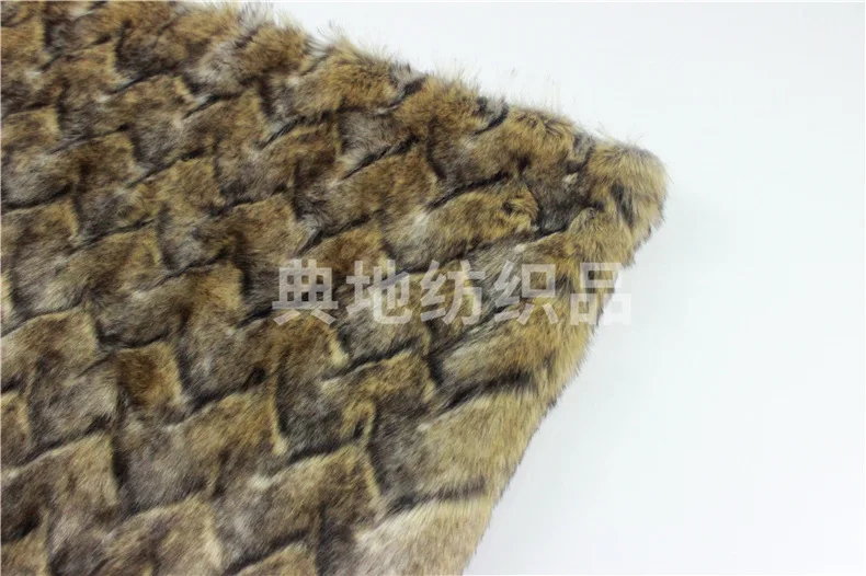 Faux Fur Meter Diamond Jacquard Hair Home Yellow Brown Tri Faux Fur Meter Diamond Jacquard