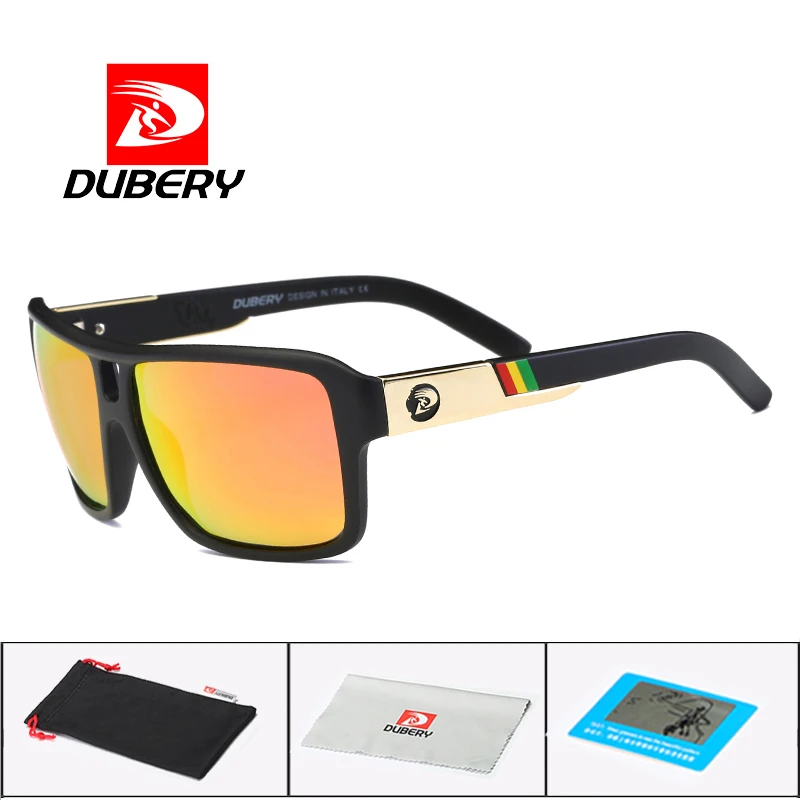 DUBERY Для Мужчин Поляризованные солнцезащитные очки Dragon очки, подходят для вождения, солнцезащитные очки Для мужчин Для женщин спортивные рыболовные Роскошные Брендовая Дизайнерская обувь Óculos - Цвет линз: Black Red C4