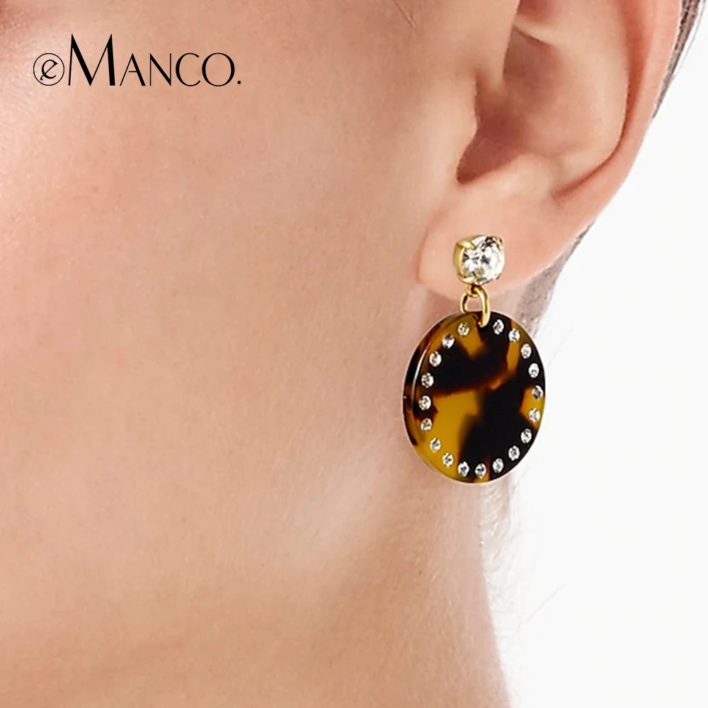 

eManco Round Drop Earrings For Women Black Brown Charm Dangle Earrings New Arrivals Acetate Sheet Statement Fashion Jewelry