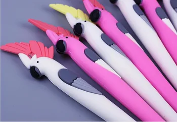 

korea cute Parrot soft silical gel pen cartoon stationery prize kawaii student pen office writing black neutral ink pen 48pc/lot