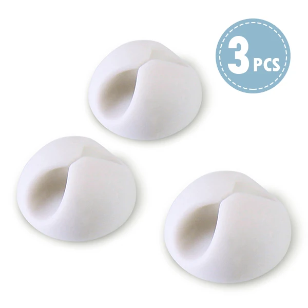 !ACCEZZ 3Pcs Round Clip phone Cable Wire Winder Desktop Mouse Earphone Tidy Organizer USB Cord Fixer Holder Collation Management White