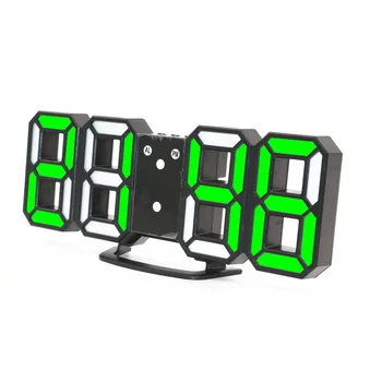 

New Arrival 3D LED digital clock with Night mode Adjust the brightness modern electronic alarm clock Wall glowing hanging clock