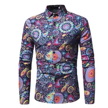 Laamei модная трендовая рубашка с цветочным принтом для мужчин, рубашки с цветочным принтом, брендовая одежда, повседневные деловые Гавайские рубашки с длинными рукавами, осень