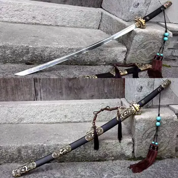 

High-Grade Copper Fittings Asian Sabre Sword Katana Strong High Manganese Steel Sharp For Battle Chinese Han Tang Dragon Dao
