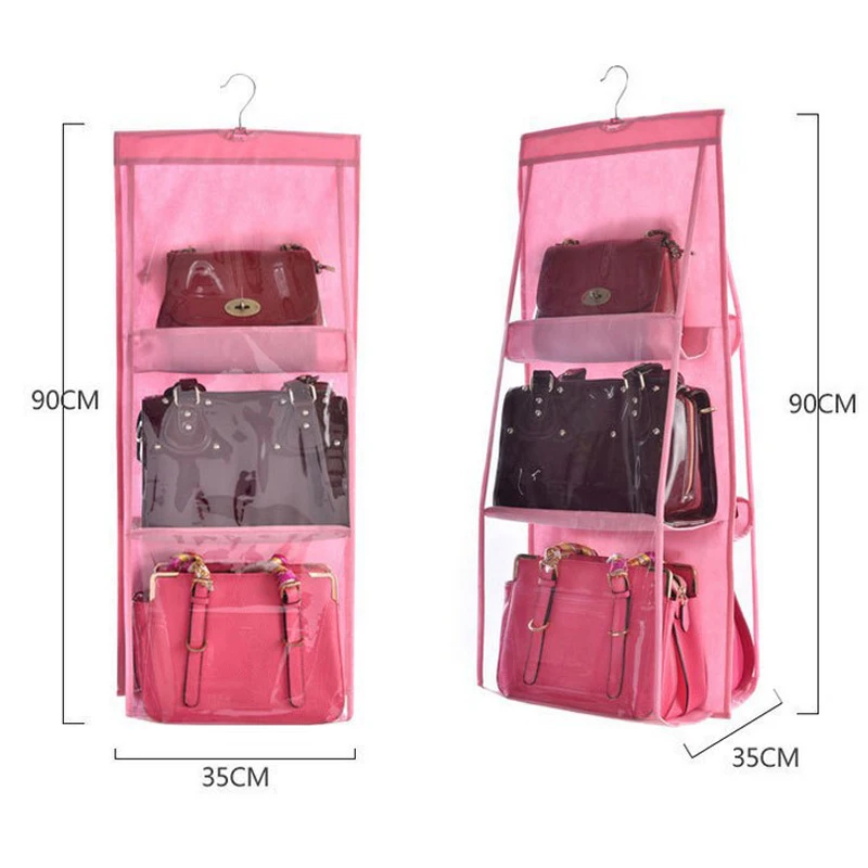 6 Pocket Hanging Bag Organizer Wardrobe Transparent Storage Bag for Handbag Closet Shoes Organizer Door Wall Sundries Pouch 6 Pocket Hanging Bag Organizer Wardrobe Transparent Storage Bag for Handbag Closet Shoes Organizer Door Wall Sundries Pouch