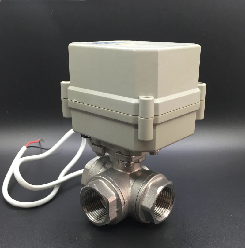 Ac110-230v Мощность от возвращения Клапан 3 пути l/t Тип BSP/NPT 1/2 ''Нержавеющая сталь Электрический Shut от воды Клапан 10nm