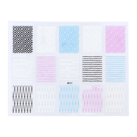 1 шт 3D слайдер для ногтей, фольга, черно-белая наклейка, геометрические цветы, полосы, самоклеющиеся украшения для ногтей, CHBP301-316 - Цвет: BP315