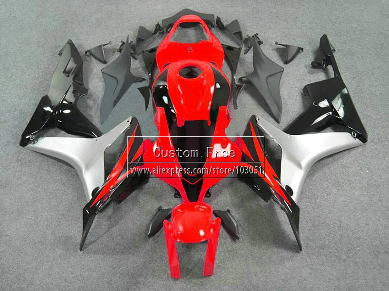 ABS Injection fairings kits for Honda CBR 600 RR F5 fairing set 07 08 CBR 600RR CBR600RR 2007 2008 red silver motorcycle parts