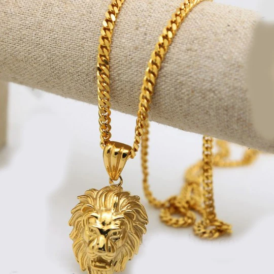 Золотые подвески в виде головы льва, высокое качество, модные мужские хип-хоп Франко Длинные ожерелья, золотая цепочка для мужчин, бижутерия, новинка