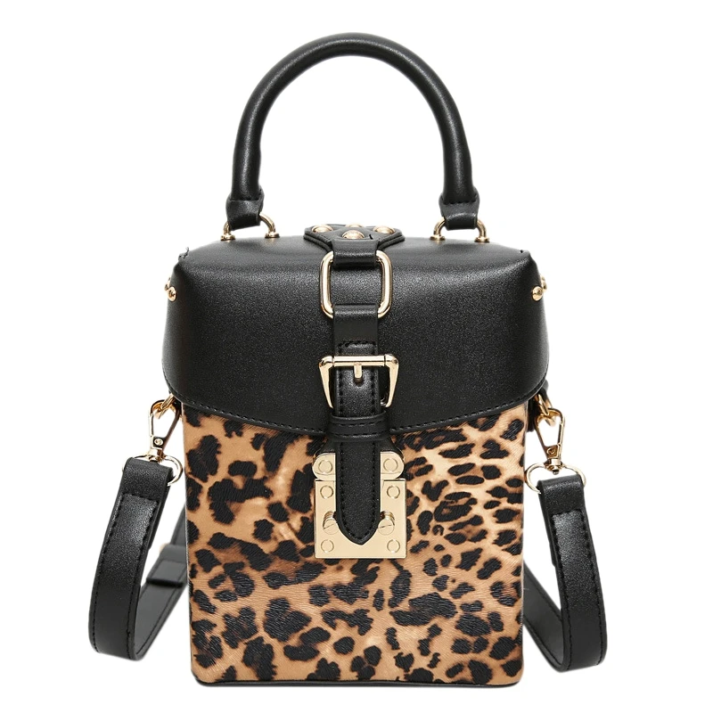 

Personalized Box Handbags Mini Cube Design Crossbody Bags For Women Messenger Bags Leopard