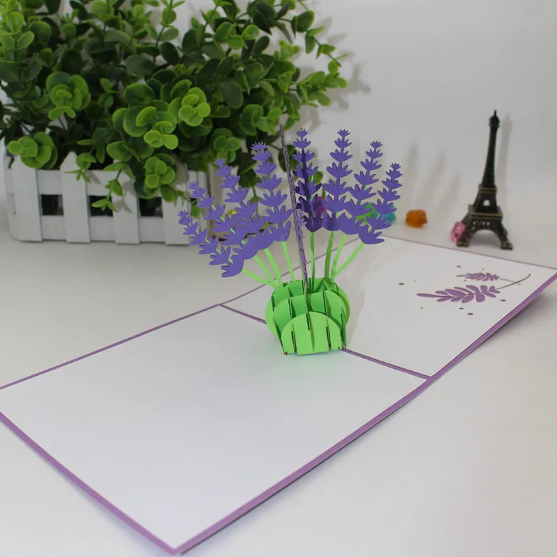 (10 шт./лот) бренд leiso 3D Pop Up Flower Tree праздничные открытки ручной работы Лавандовая