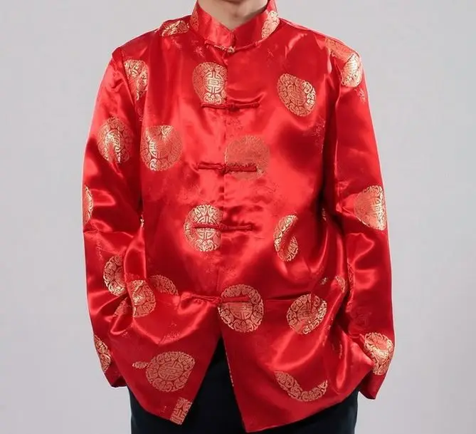 Шанхай история с длинным рукавом китайская куртка Китайская традиционная национальная тенденция костюмы Тан костюм мандарин воротник рубашк - Цвет: Красный