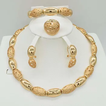 

Dubai Gold Jewelry Sets Nigerian Wedding African Beads Crystal Bridal Jewellery Set Rhinestone Ethiopian Jewelry parure