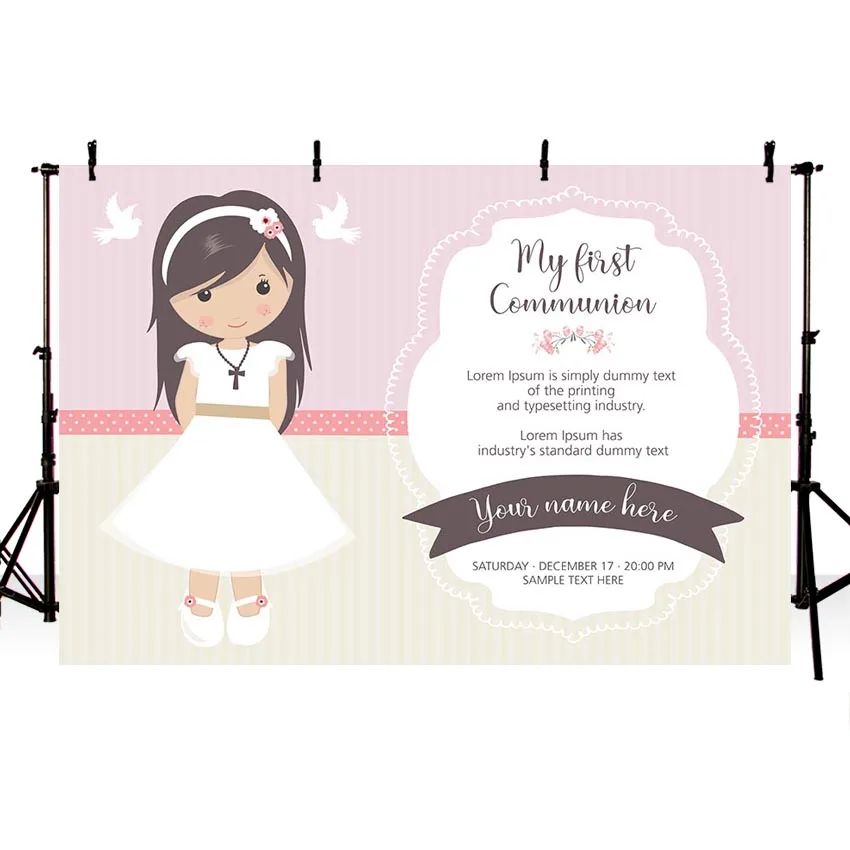 

Backgrounds for Photography Studio Pink Little Girl My First Holy Communion Customize Backdrop Original Design Photocall LV1799