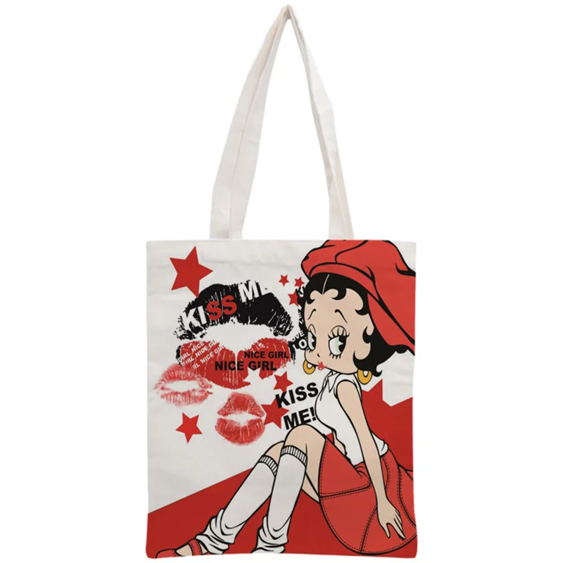 Пользовательские Betty Boop хлопок холст хозяйственные сумки 30x35 см сумка многоразовая сумка женская сумка на плечо из ткани складная - Цвет: 5