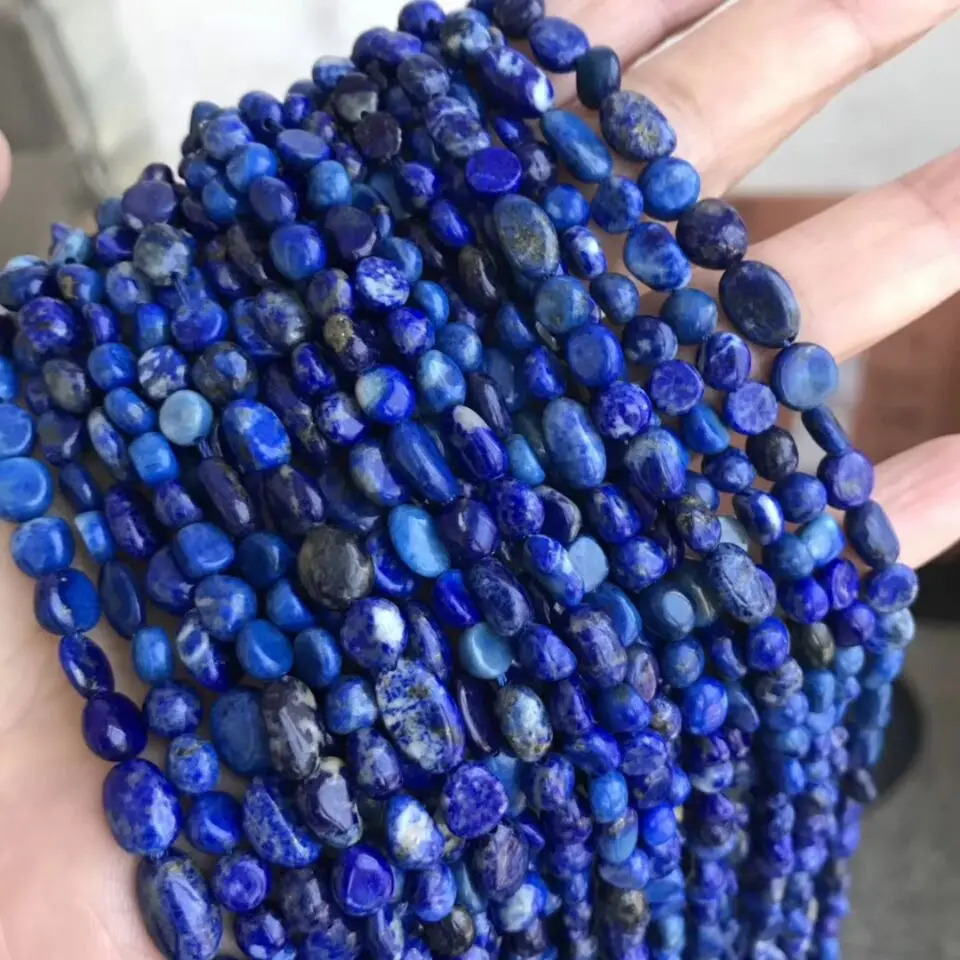 

3strands loose beads 4-8mm blue lapis baroque free shape 14inch for DIY jewelry making FPPJ wholesale beads nature gift