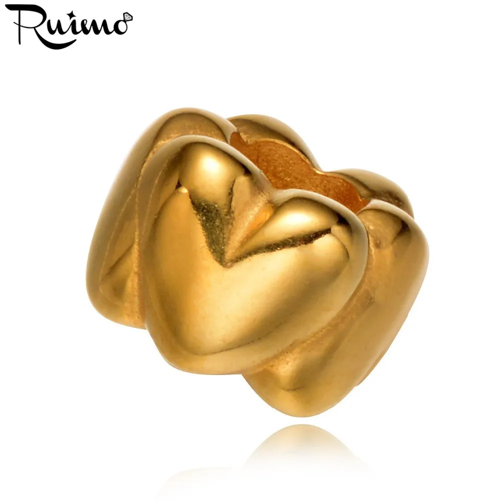 Браслет RUIMO из нержавеющей стали 316l золотого цвета с сердечком вокруг